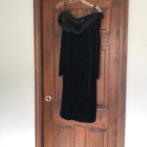 Black velvet off the shoulder party dress